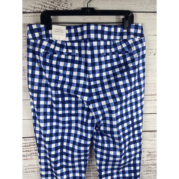 Talbots Pants Women's 14 Blue White Chatham Ankle Gingham Check Slim Leg Stretch - Picture 9 of 12